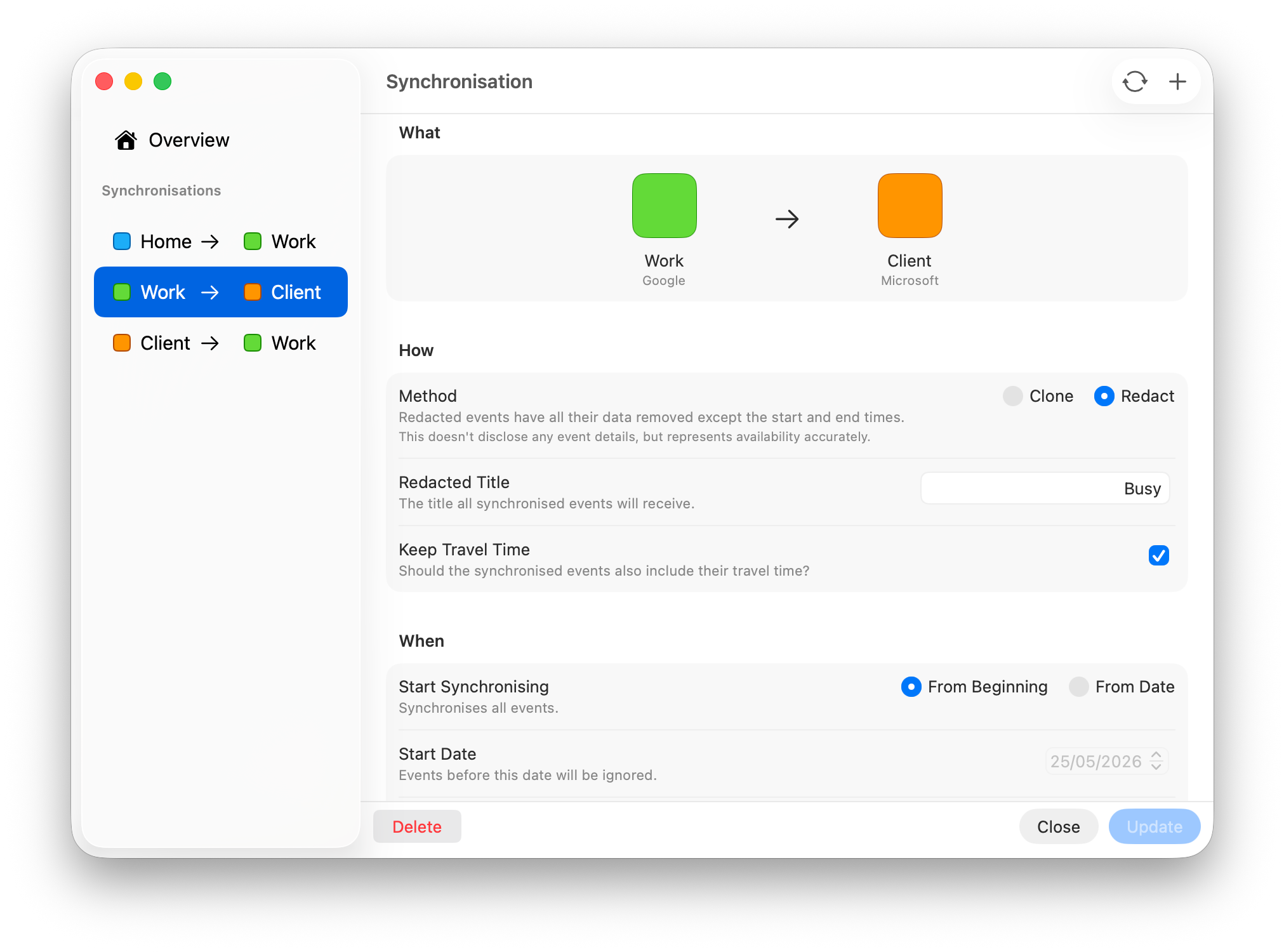 Screenshot of Very Good Calendar Sync